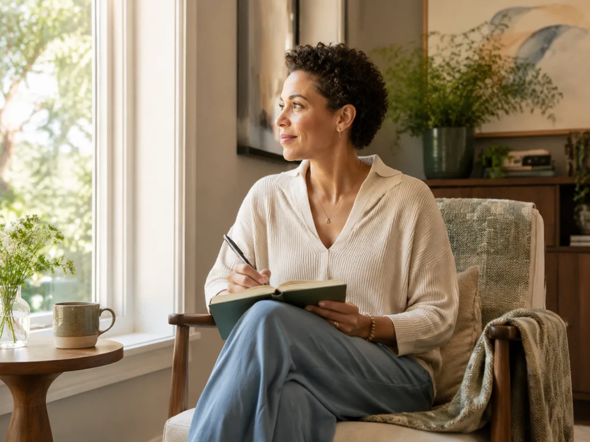 Woman enjoying a calm daily routine, representing balanced bipolar disorder care